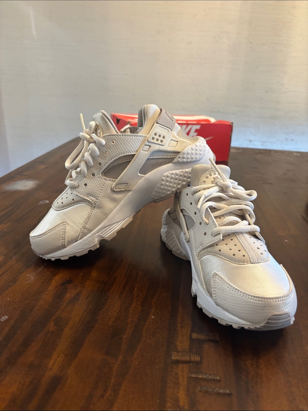 Nike White/Cream Huarache-Style Sneakers